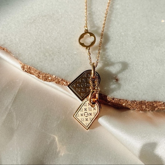 *LAST ONE!* Monogram Tags Necklace 18k Gold Plated - Picture 3 of 11